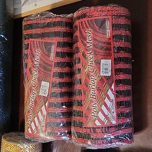 Red & Black Poly Burlap Check Mesh